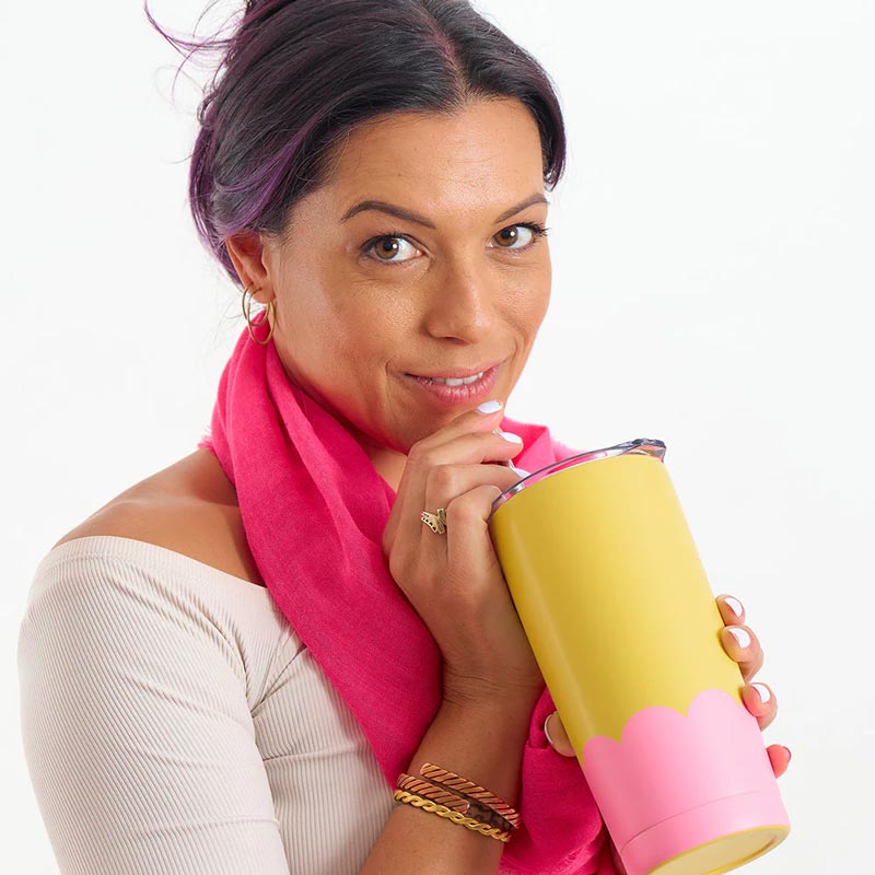 Double Walled Wave Smoothie Cup - Yellow/Candy (500ml)