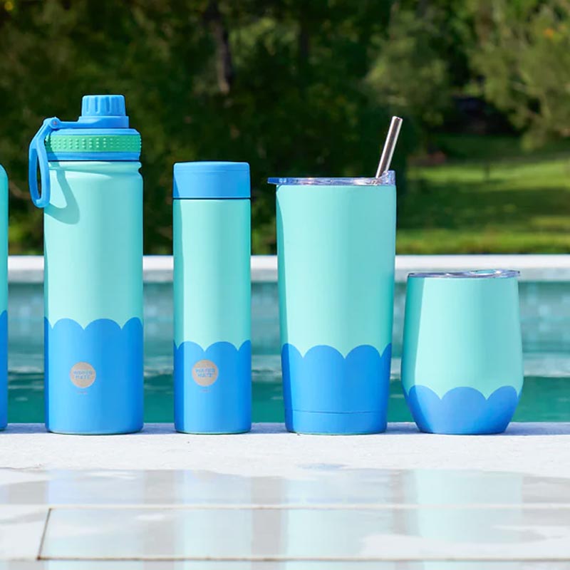 Double Walled Wave Smoothie Cup - Aqua/Blue (500ml)