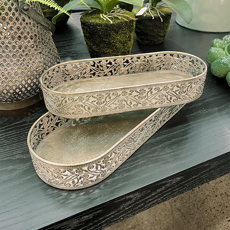 Le Forge Scarlett Vintage Silver Tray Set/2 | Koop.co.nz