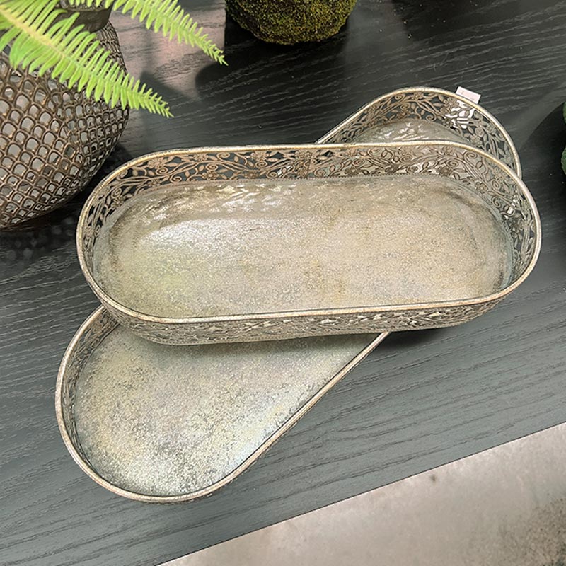 Le Forge Scarlett Vintage Silver Tray Set/2 | Koop.co.nz