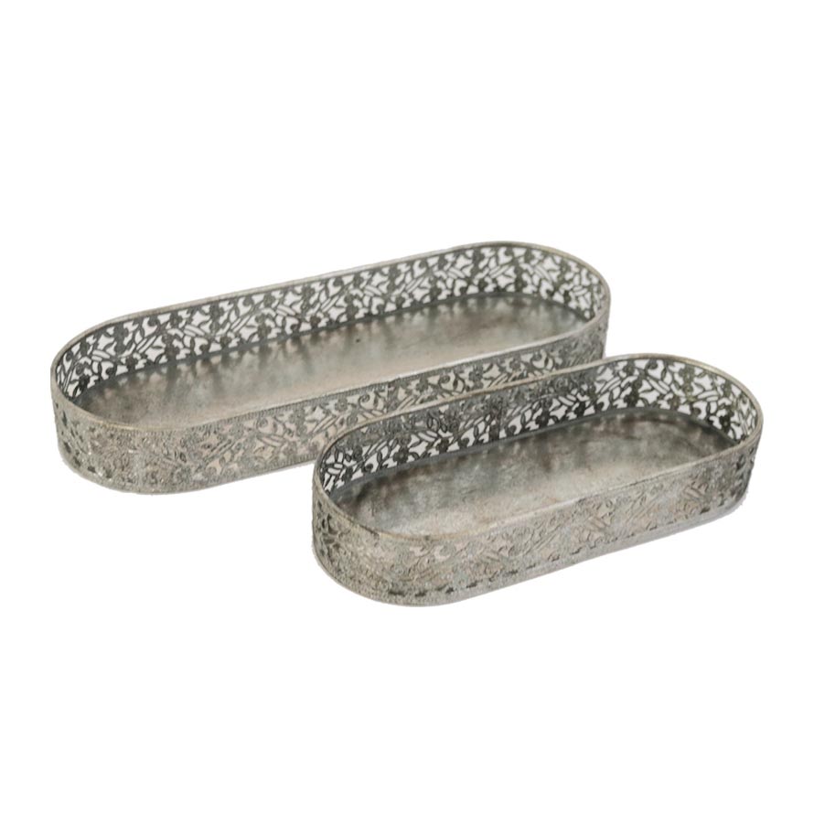 Le Forge Scarlett Vintage Silver Tray Set/2 | Koop.co.nz