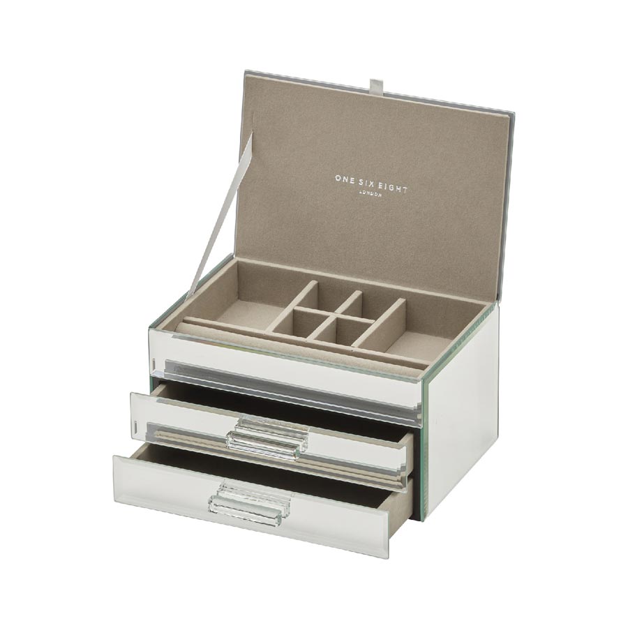One Six Eight Gabriella Medium Jewellery Box - Mirrored | Koop.co.nz