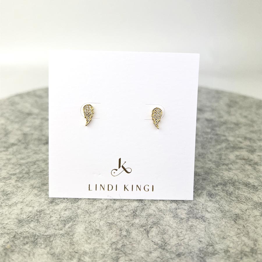 Lindi Kingi Gold Angel Wing Studs | Koop.co.nz