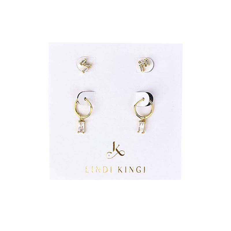 Lindi Kingi Baguette Stud & Sleeper Earring Set - Gold | Koop.co.nz