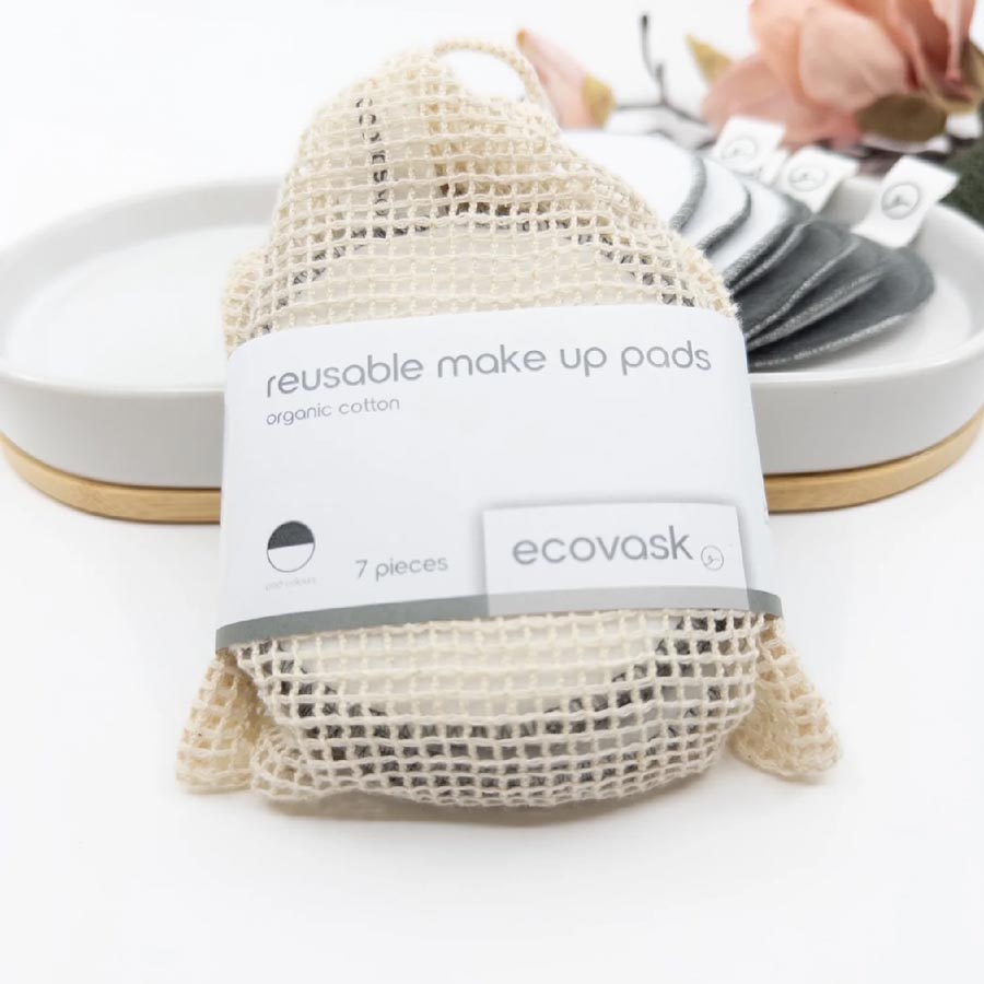 Ecovask Reusable Organic Cotton Make Up Pads - Grey/White (7pk) | Koop.co.nz