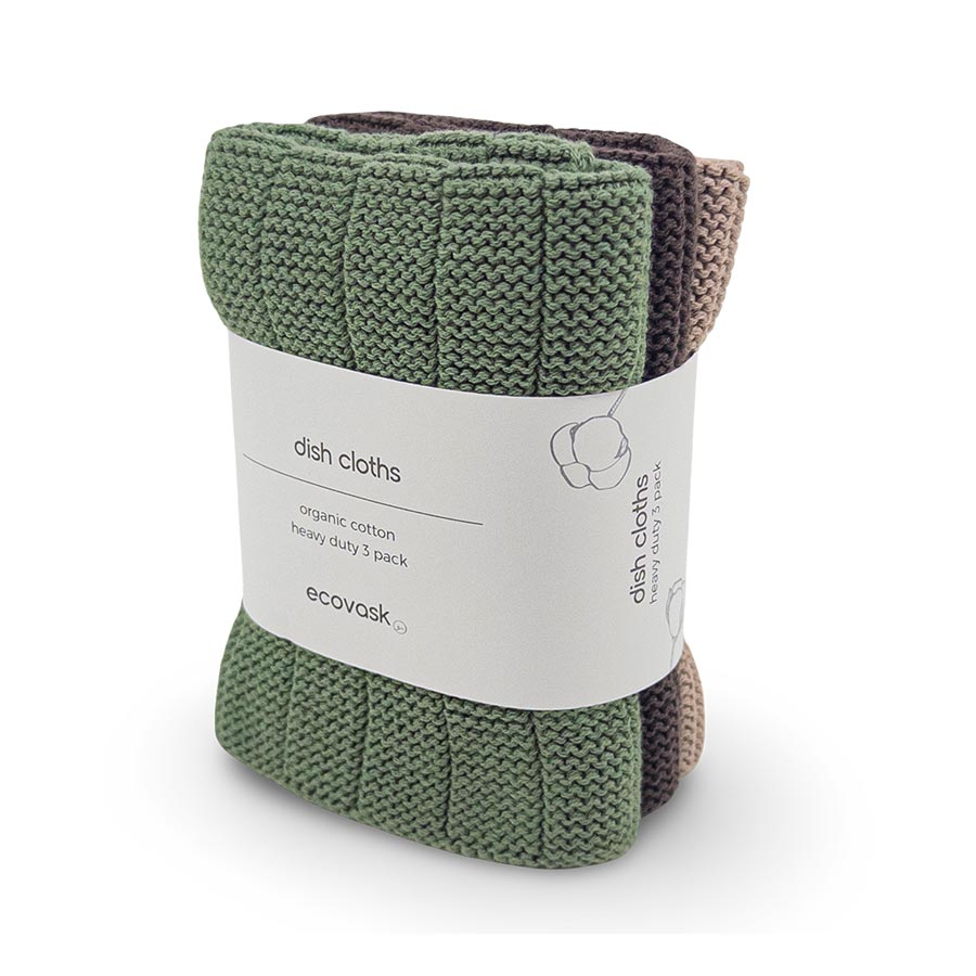 Ecovask Organic Cotton Dish Cloths (3pk) - Fauna | Koop.co.nz