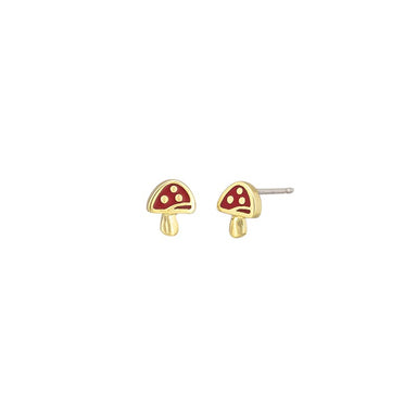 Tiger Tree Red Toadstool Stud Earrings - Gold | Koop.co.nz