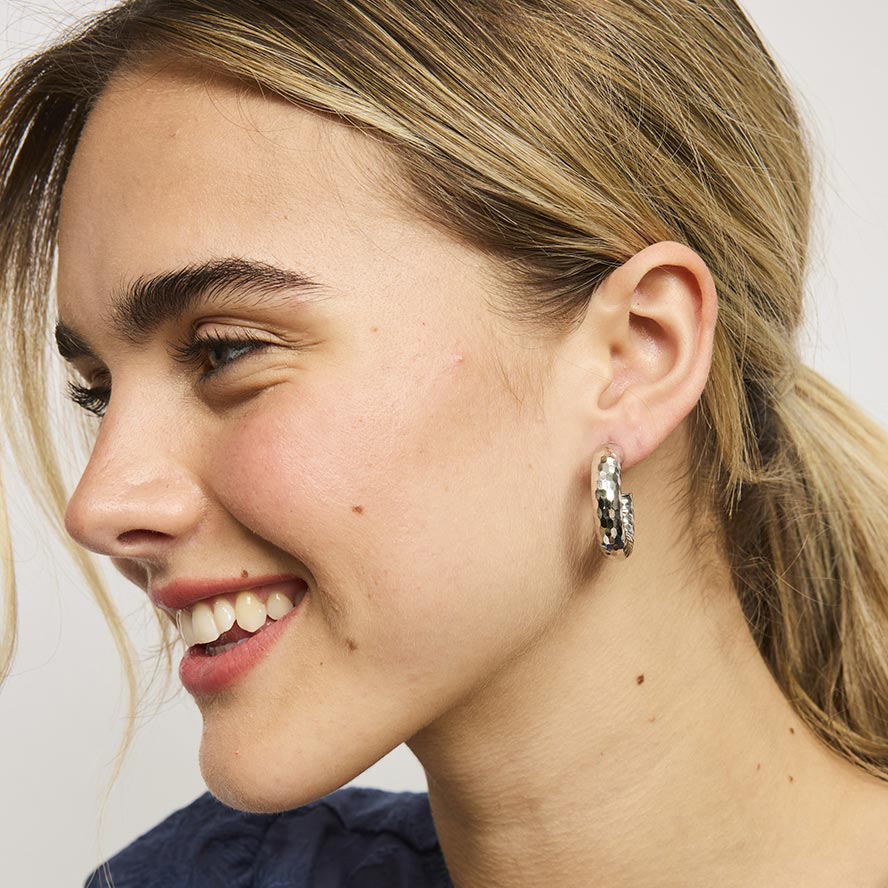 Tiger Tree Zoe Silver Hoop Earrings | Koop.co.nz