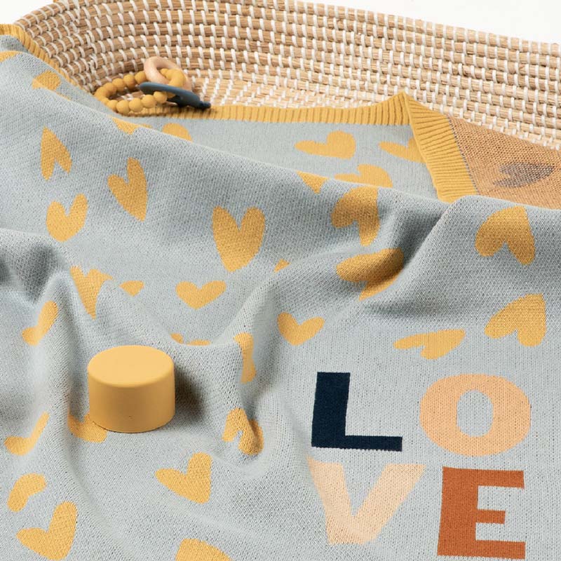 Indus Design Baby Blanket – Blue Love Heart | Koop.co.nz