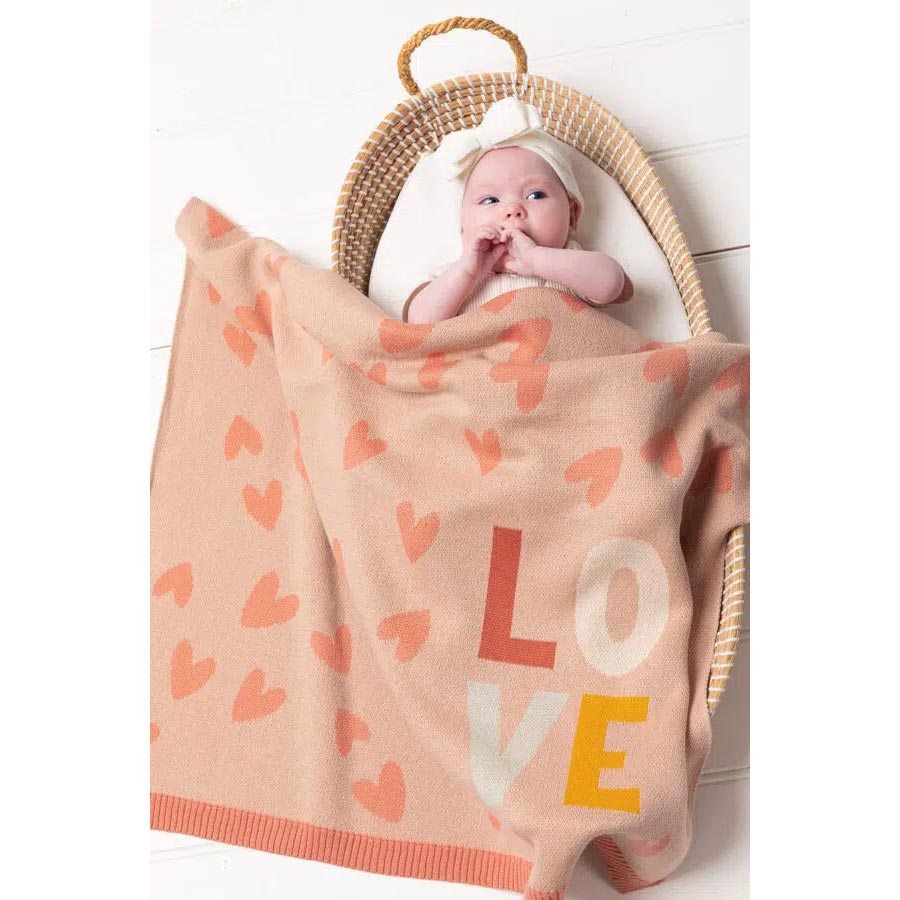 Indus Design Baby Blanket – Blush Love Heart | Koop.co.nz