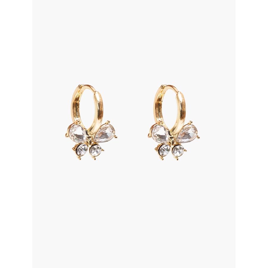 Antler Gold Crystal Bow Huggie Earrings | Koop.co.nz