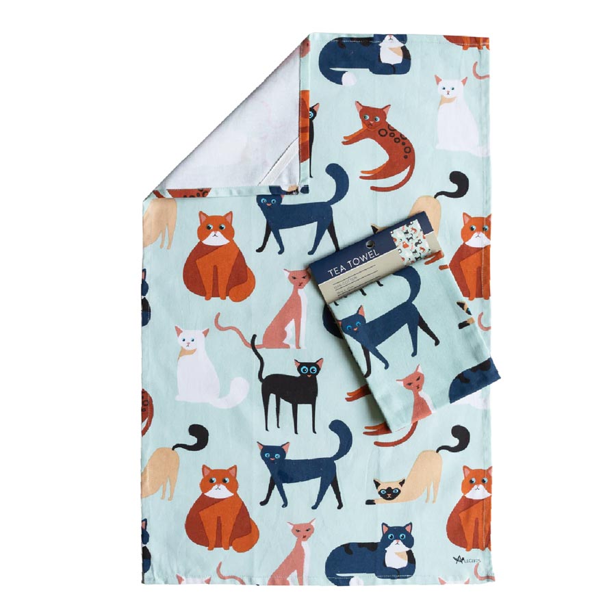 Allgifts Colourful Cats Tea Towel | Koop.co.nz