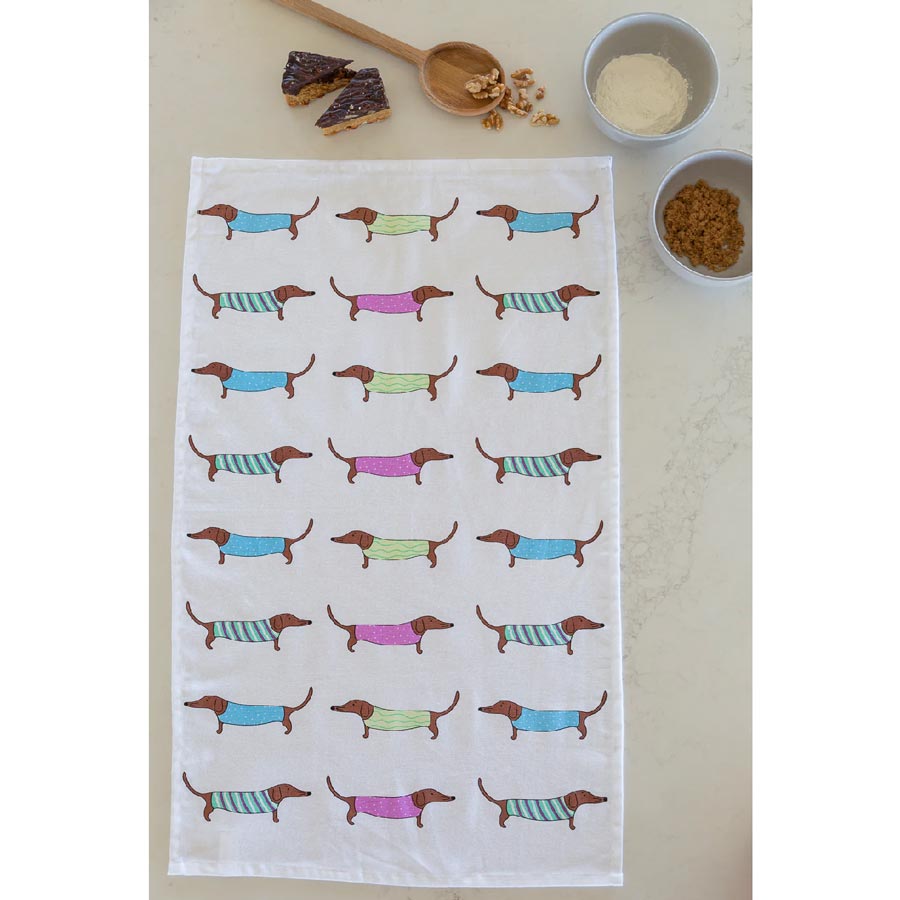 Allgifts Sausage Dog Tea Towel | Koop.co.nz