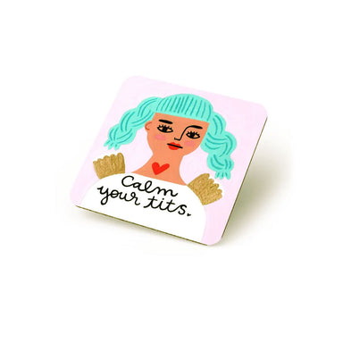Disrupted Industries Grumpy Angel Coaster - Calm Your Tits | Koop.co.nz