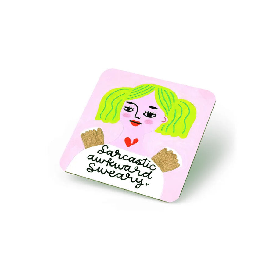Sarcastic. Awkward. Sweary - Grumpy Angel Coaster - Novelty Coasters NZ ...
