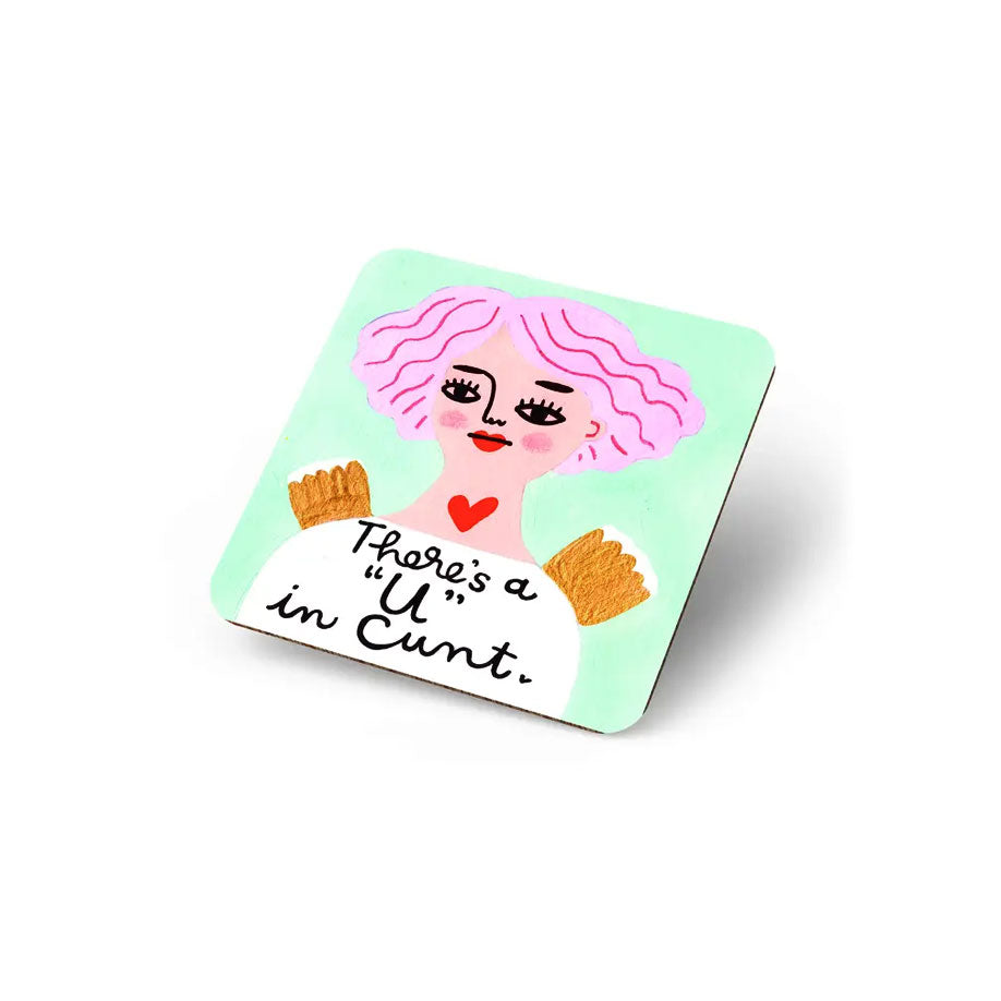 There's A U - Grumpy Angel Coaster - Novelty Coasters NZ | KOOP | — Koop