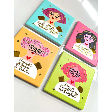 Disrupted Industries Grumpy Angel Deluxe Ceramic Coaster Set (4pc) | Koop.co.nz