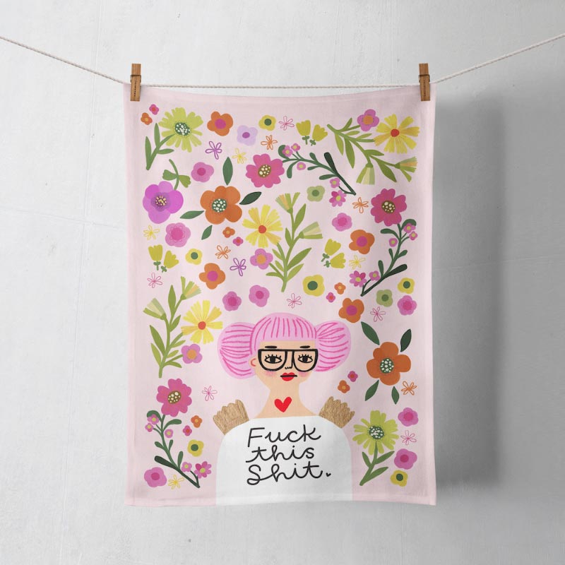 Disrupted Industries Cotton Tea Towel - Fuck This Shit | Koop.co.nz