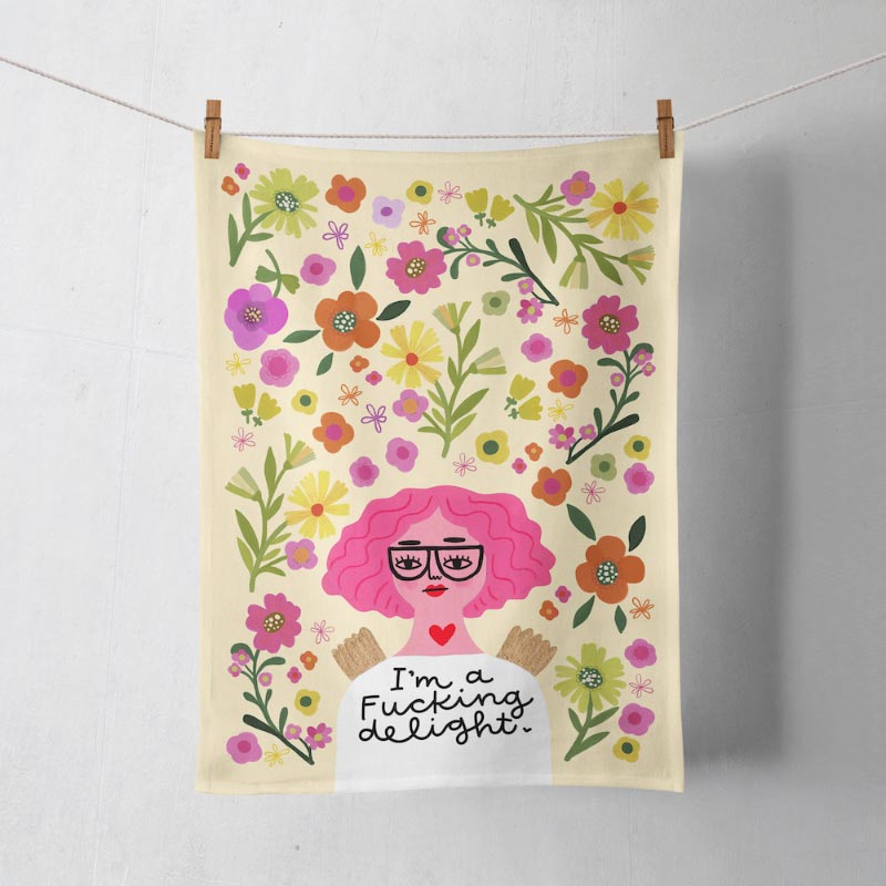 Disrupted Industries Cotton Tea Towel - I'm A Fucking Delight | Koop.co.nz