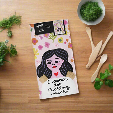 Disrupted Industries Cotton Tea Towel - I Swear Too Fucking Much | Koop.co.nz