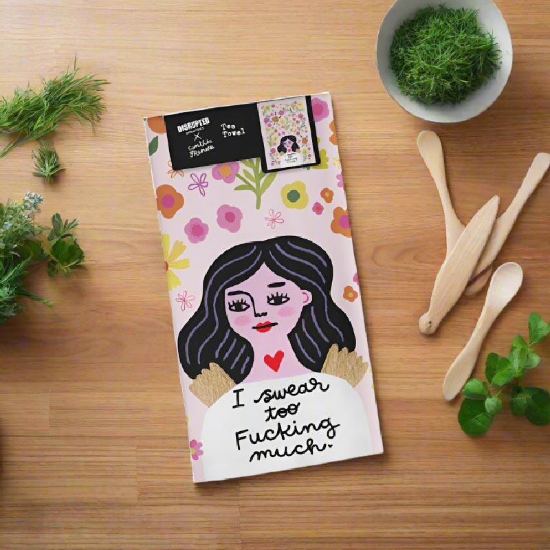 Disrupted Industries Cotton Tea Towel - I Swear Too Fucking Much | Koop.co.nz