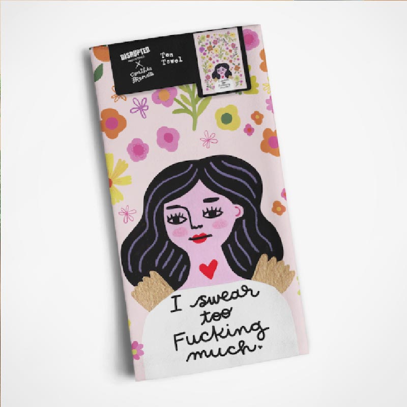 Disrupted Industries Cotton Tea Towel - I Swear Too Fucking Much | Koop.co.nz