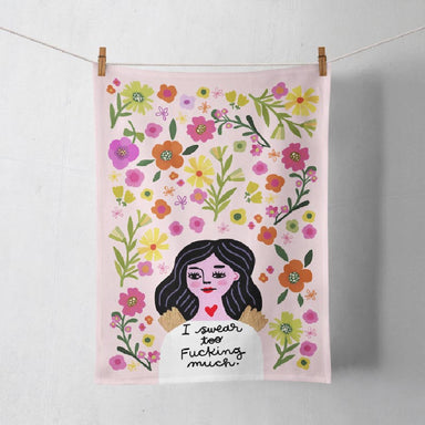 Disrupted Industries Cotton Tea Towel - I Swear Too Fucking Much | Koop.co.nz