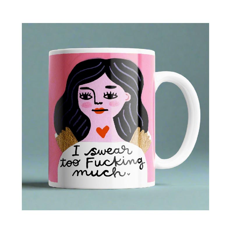 Disrupted Industries Grumpy Angel Mug - I Swear Too Fucking Much | Koop.co.nz