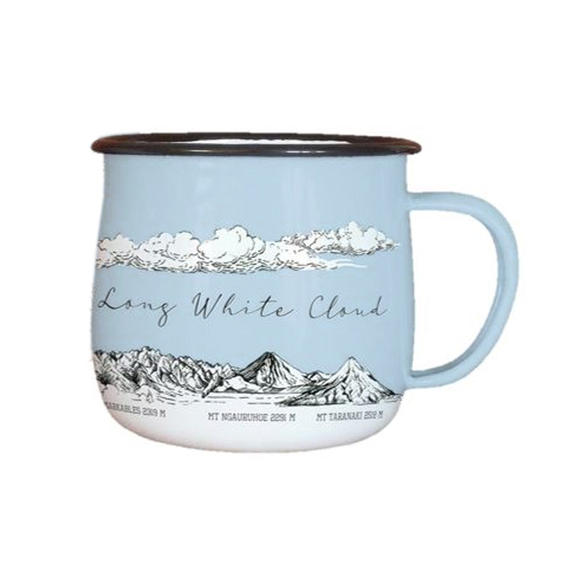 Wolfkamp & Stone NZ Mountains Enamel Mug | Koop.co.nz