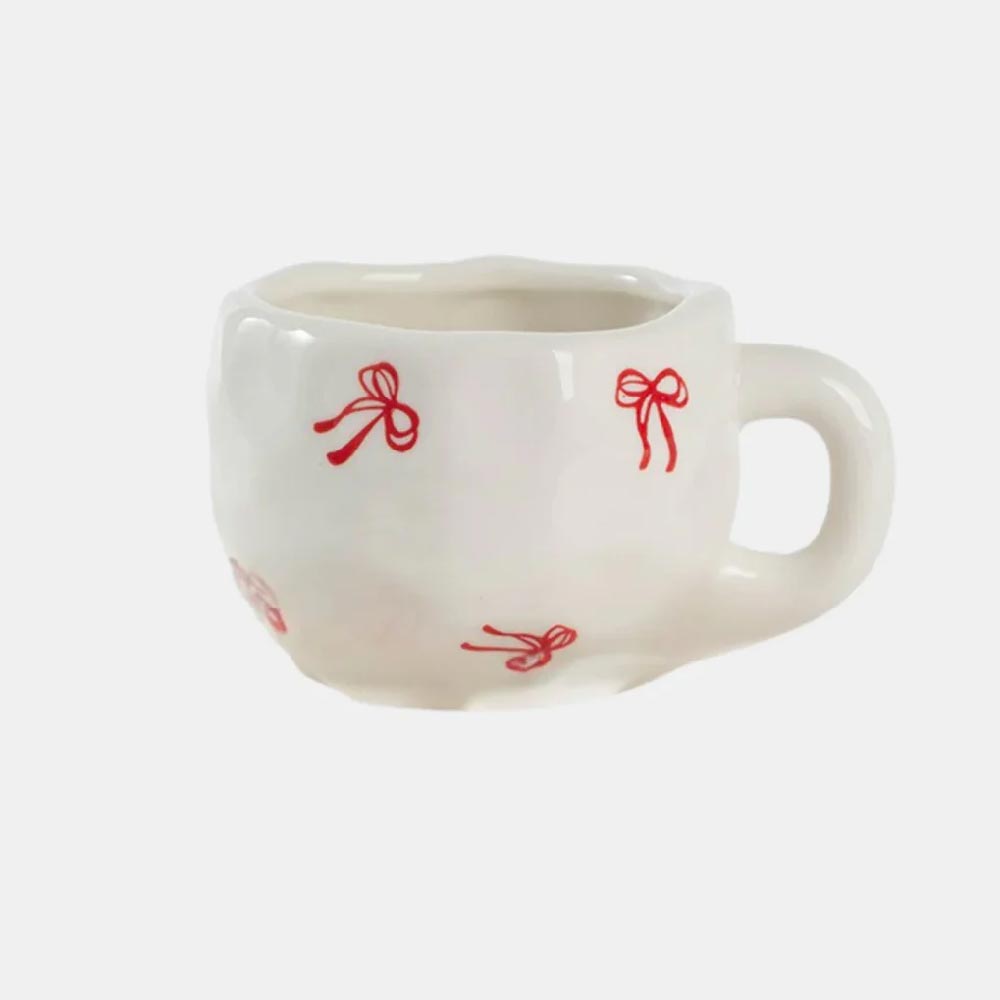 Garcia Yuna Ceramic Mug - Red Bows | Koop.co.nz