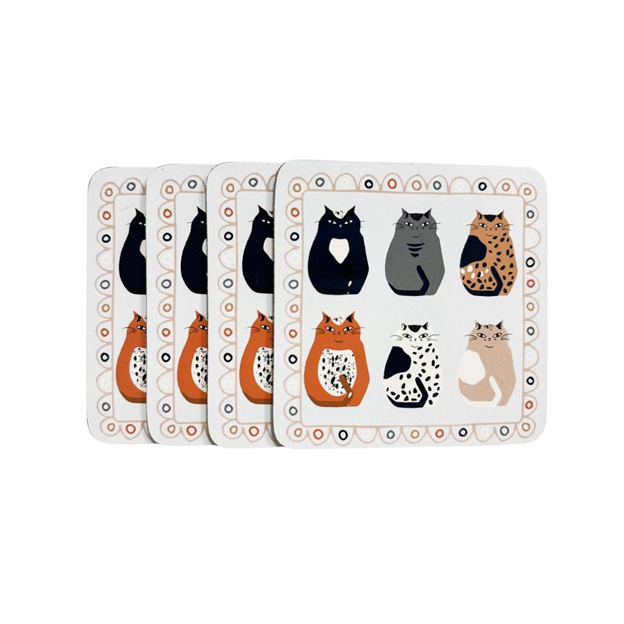 Urban Products Cat Crew Coaster Set/4 | Koop.co.nz