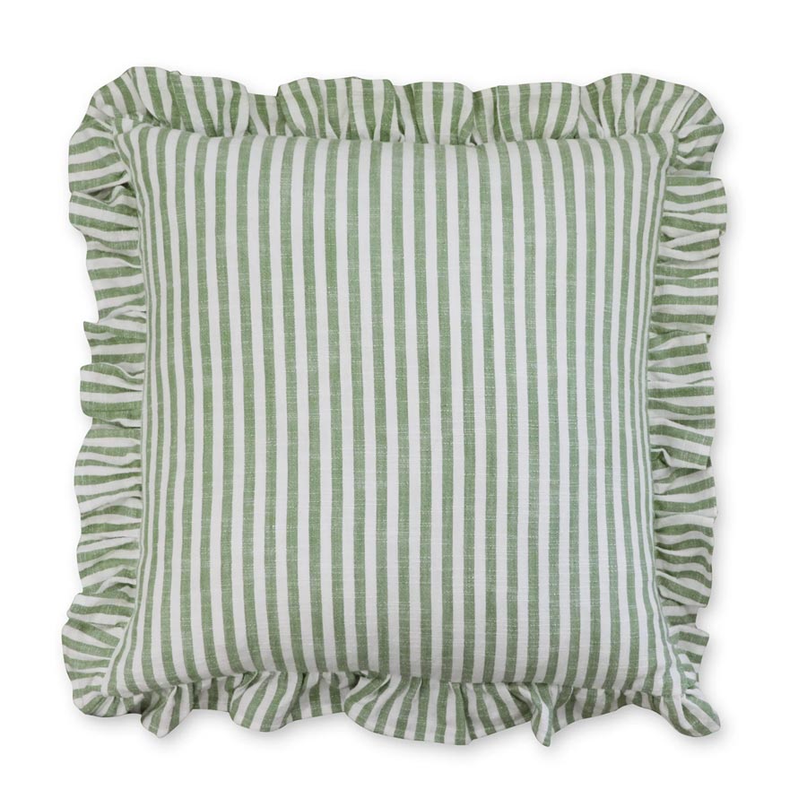 Madras Link Ruffles Green Stripe Cushion Cover (50cm) | Koop.co.nz