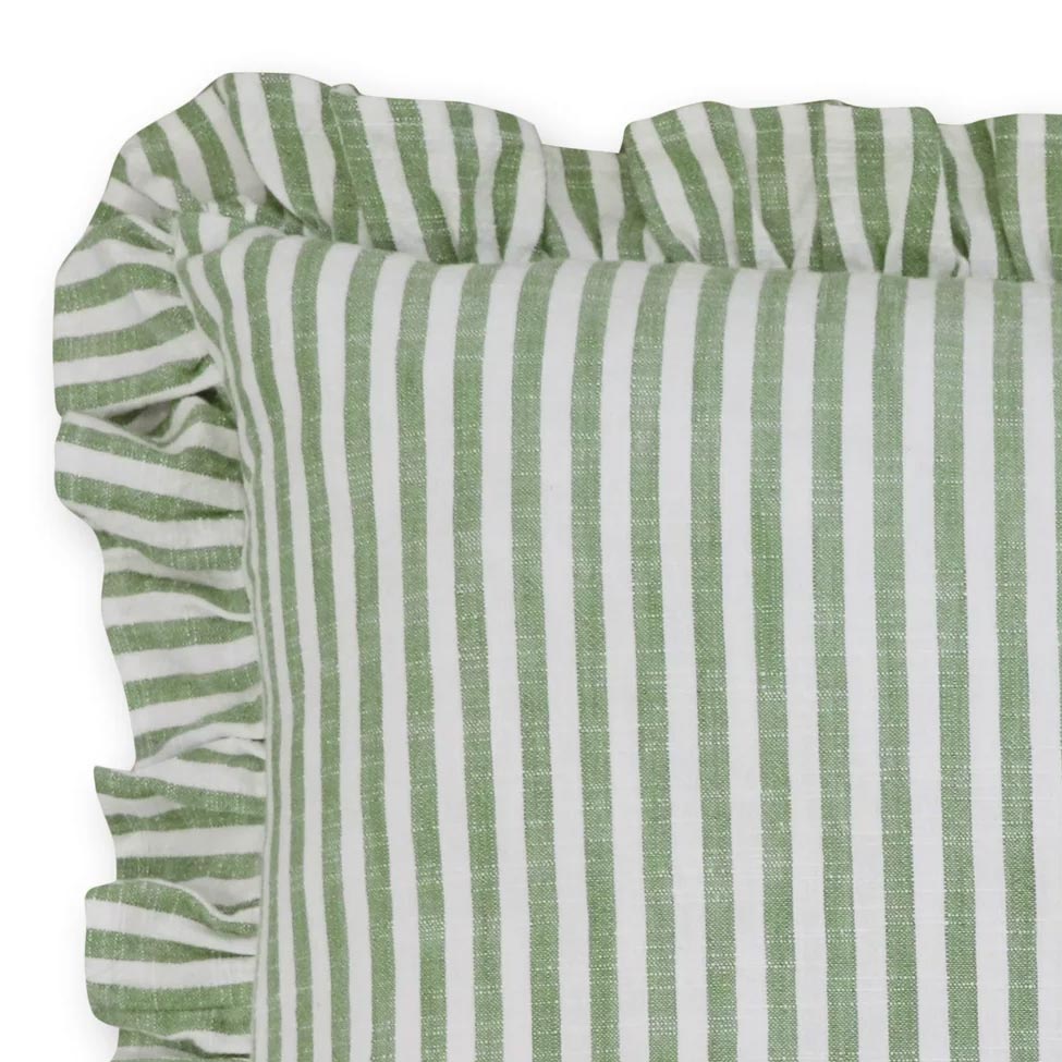 Madras Link Ruffles Green Stripe Cushion Cover (50cm) | Koop.co.nz