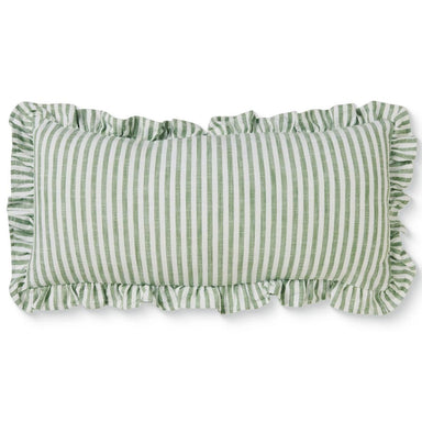 Madras Link Ruffles Green Stripe Lumbar Cushion Cover (35x70cm) | Koop.co.nz