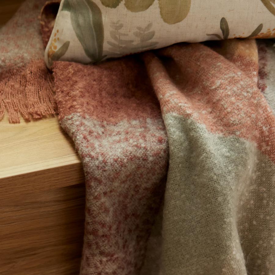 Dana Brushed Check Throw - Rust