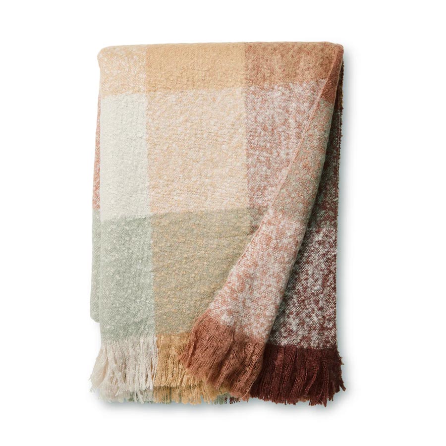 Dana Brushed Check Throw - Rust