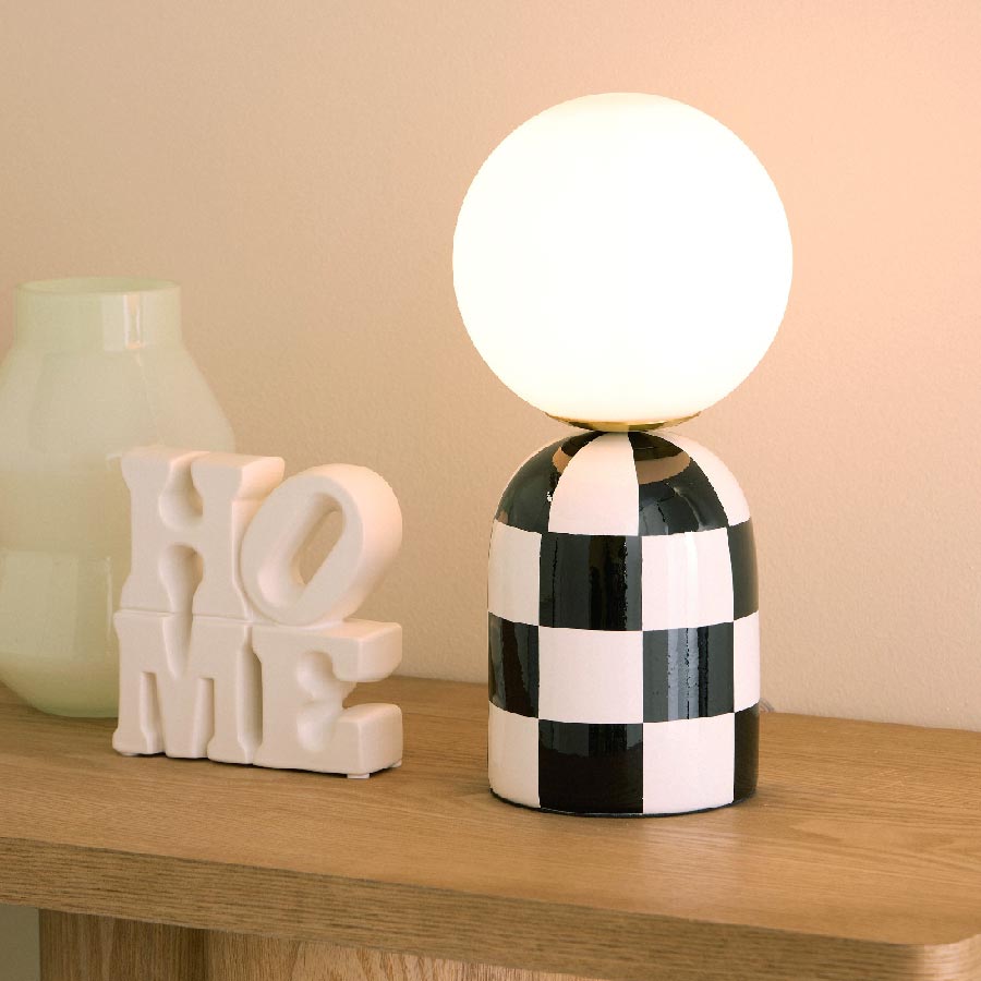 Emporium Archie Black Checker Table Lamp (32cm) | Koop.co.nz