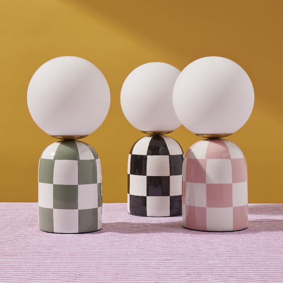 Emporium Archie Black Checker Table Lamp (32cm) | Koop.co.nz