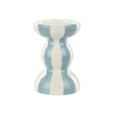 Emporium Lane Blue Stripe Candle Holder (14cm) | Koop.co.nz