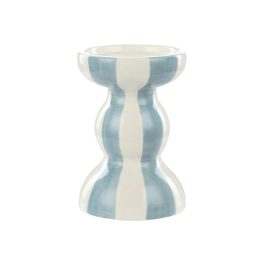 Emporium Lane Blue Stripe Candle Holder (14cm) | Koop.co.nz
