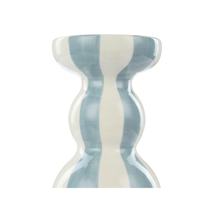 Emporium Lane Blue Stripe Candle Holder (14cm) | Koop.co.nz