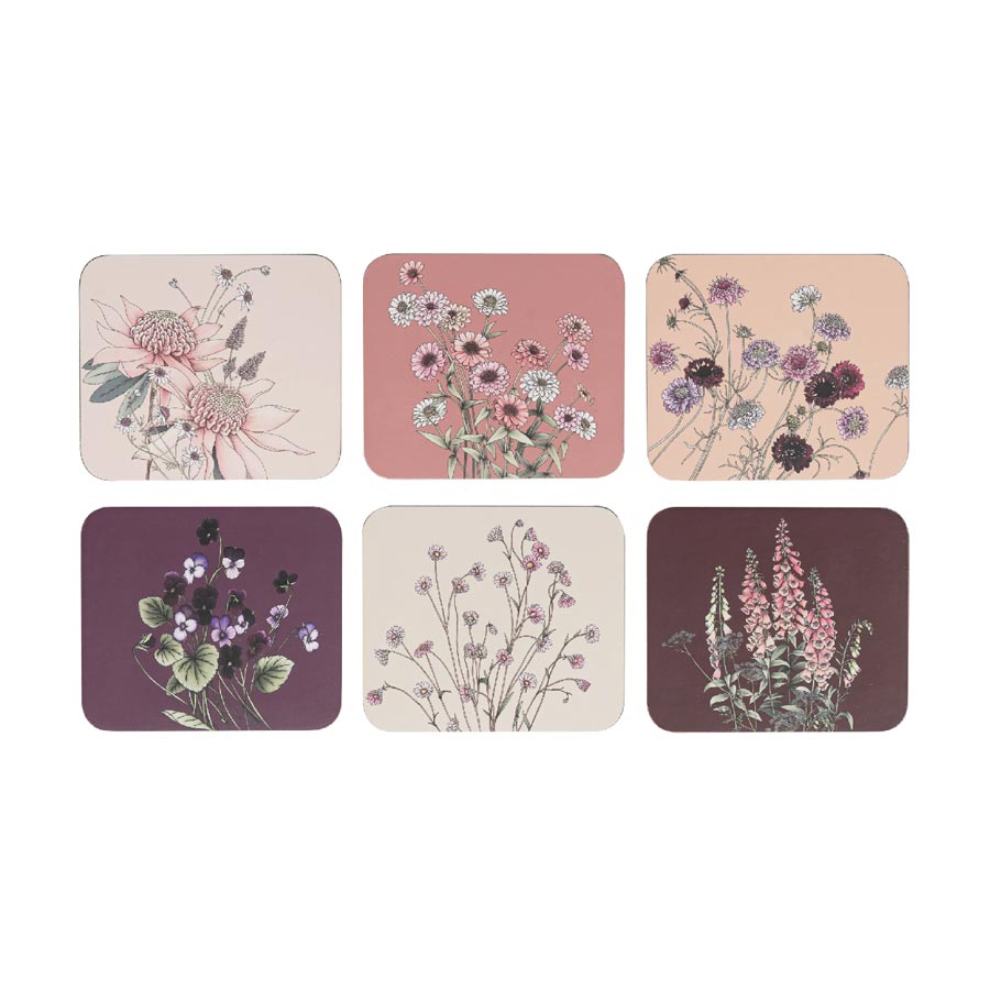 Ashdene Secret Garden Coaster Set/6 - Pink | Koop.co.nz