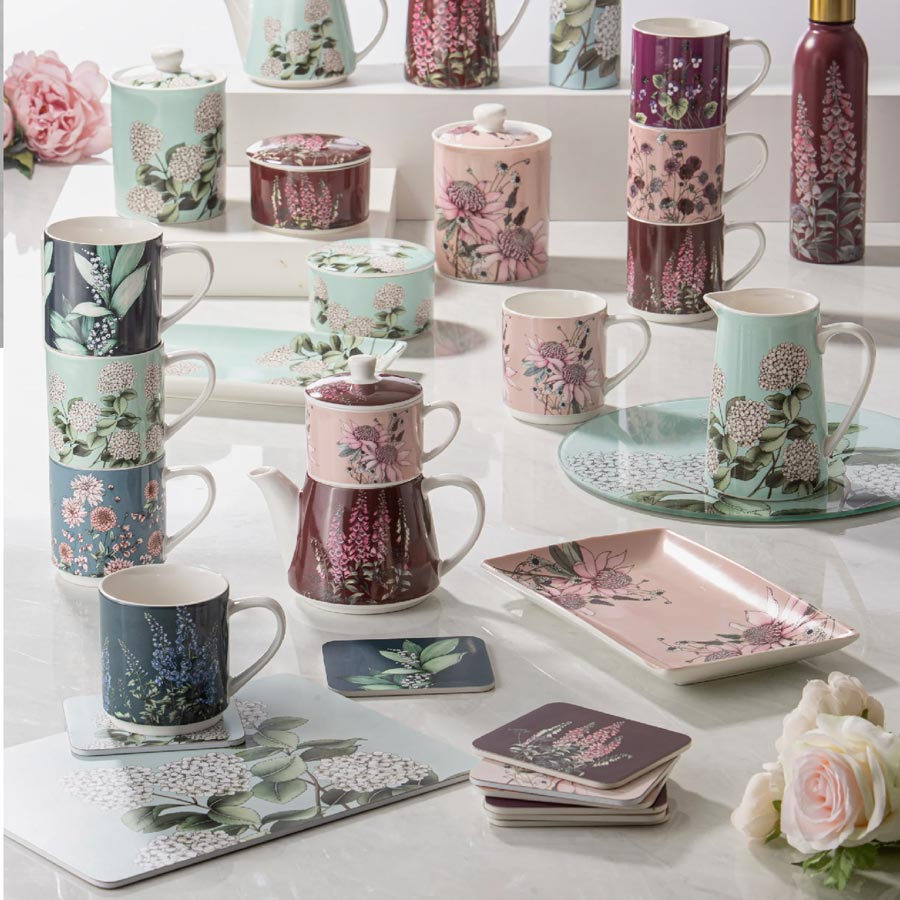 Ashdene Secret Garden Tea Towel Set/2 - Pink | Koop.co.nz