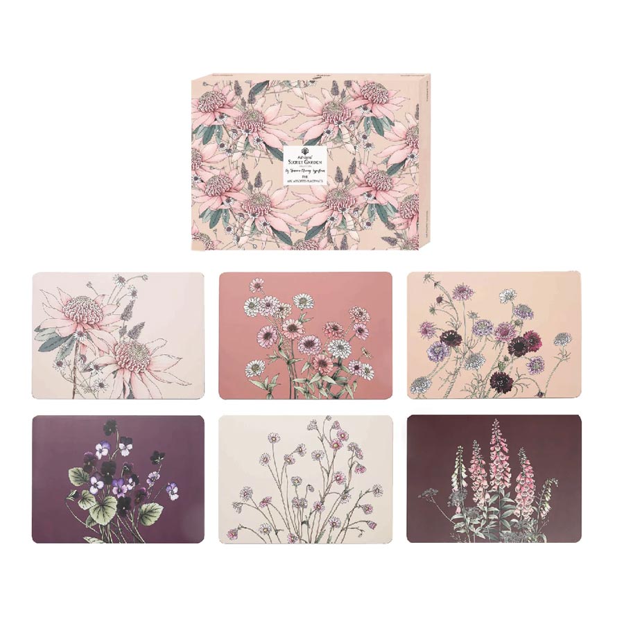 Ashdene Secret Garden Placemats Set/6 - Pink | Koop.co.nz