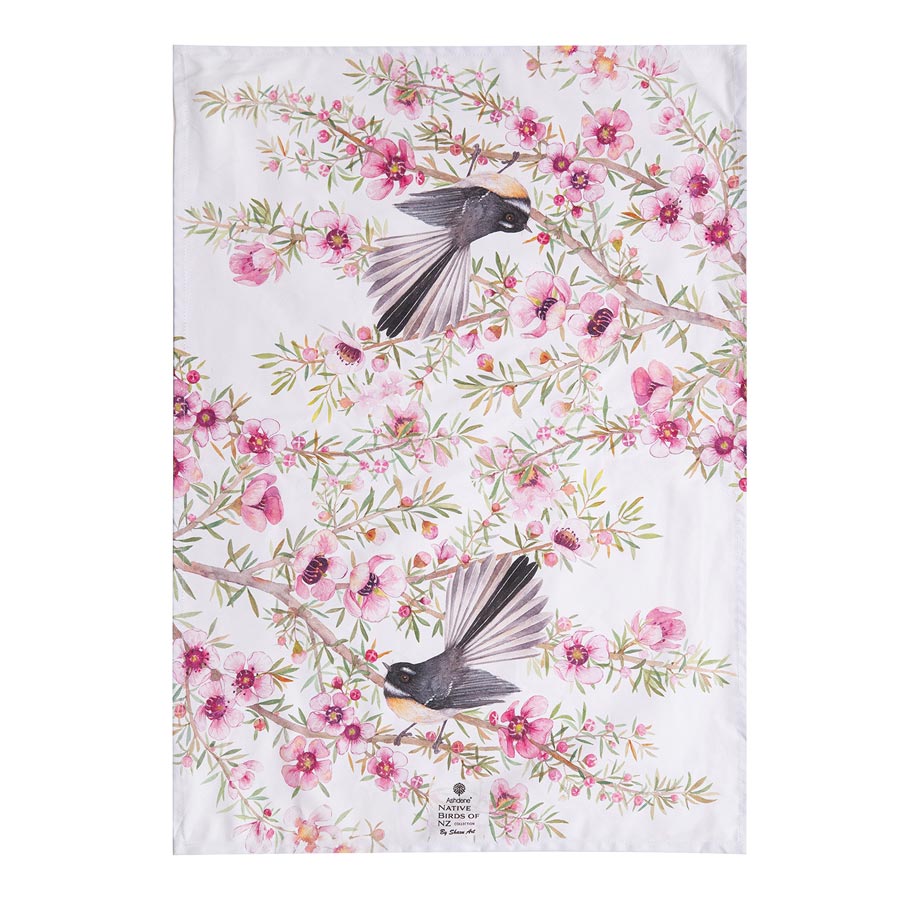 Ashdene Native Birds Of NZ Tea Towel - Fantail | Koop.co.nz