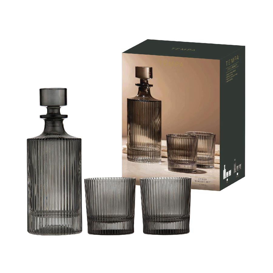 Ladelle Cyrus Charcoal Whisky Set (3pc) | Koop.co.nz