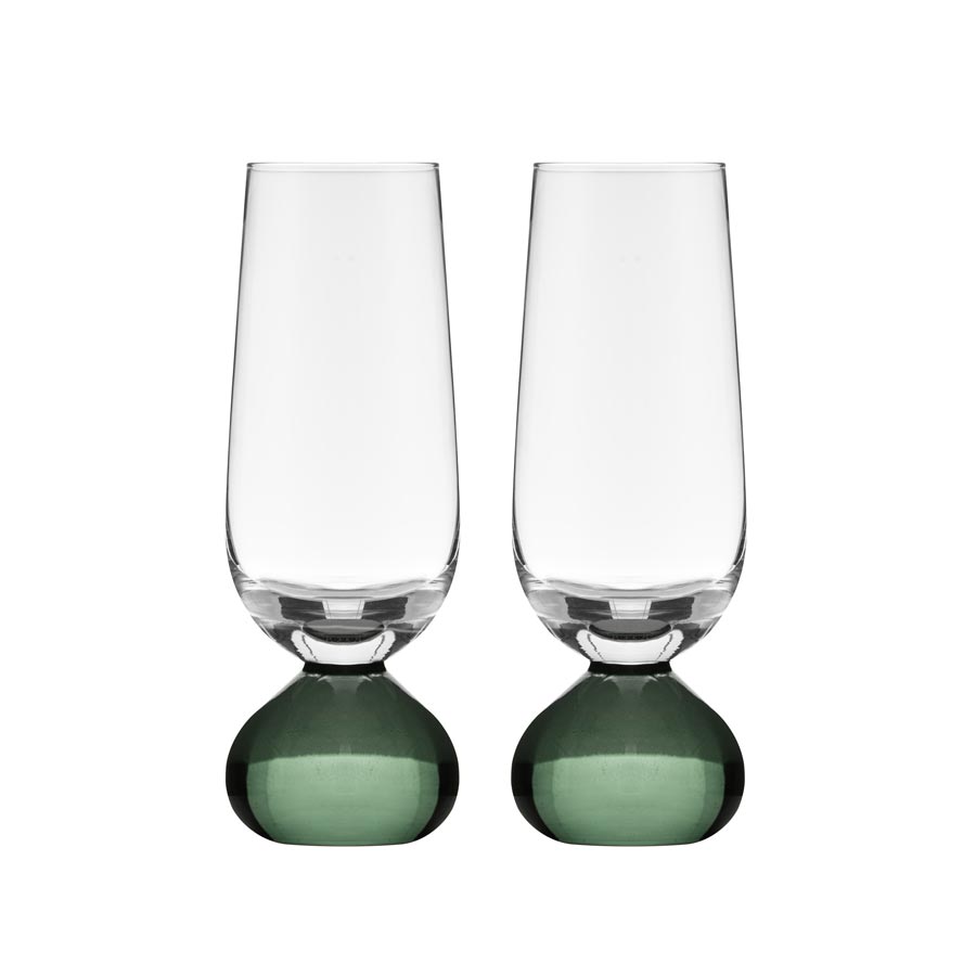 Zephyr Champagne Glasses - Green (2pc)