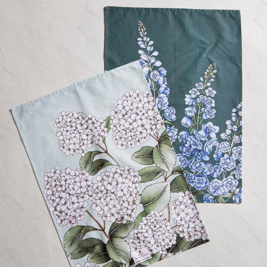 Secret Garden Tea Towel Set/2 - Blue