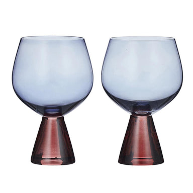 Assemble Pyramid Glass Goblets - Russet/Blue (2pc) | Koop.co.nz