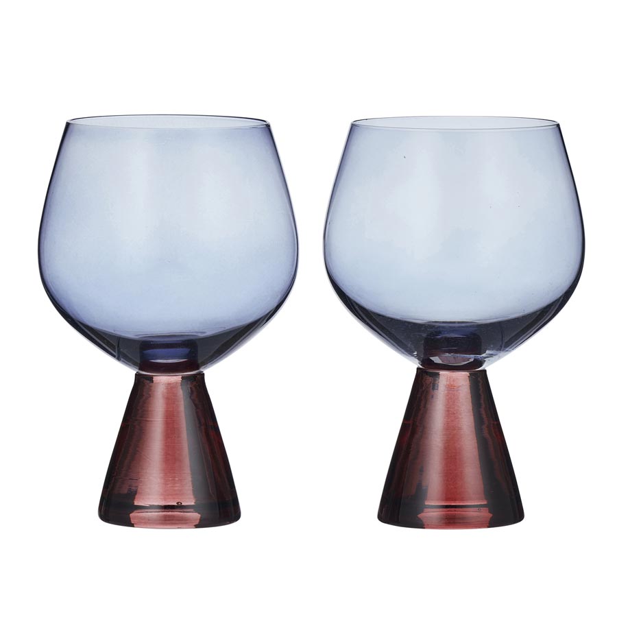 Assemble Pyramid Glass Goblets - Russet/Blue (2pc) | Koop.co.nz